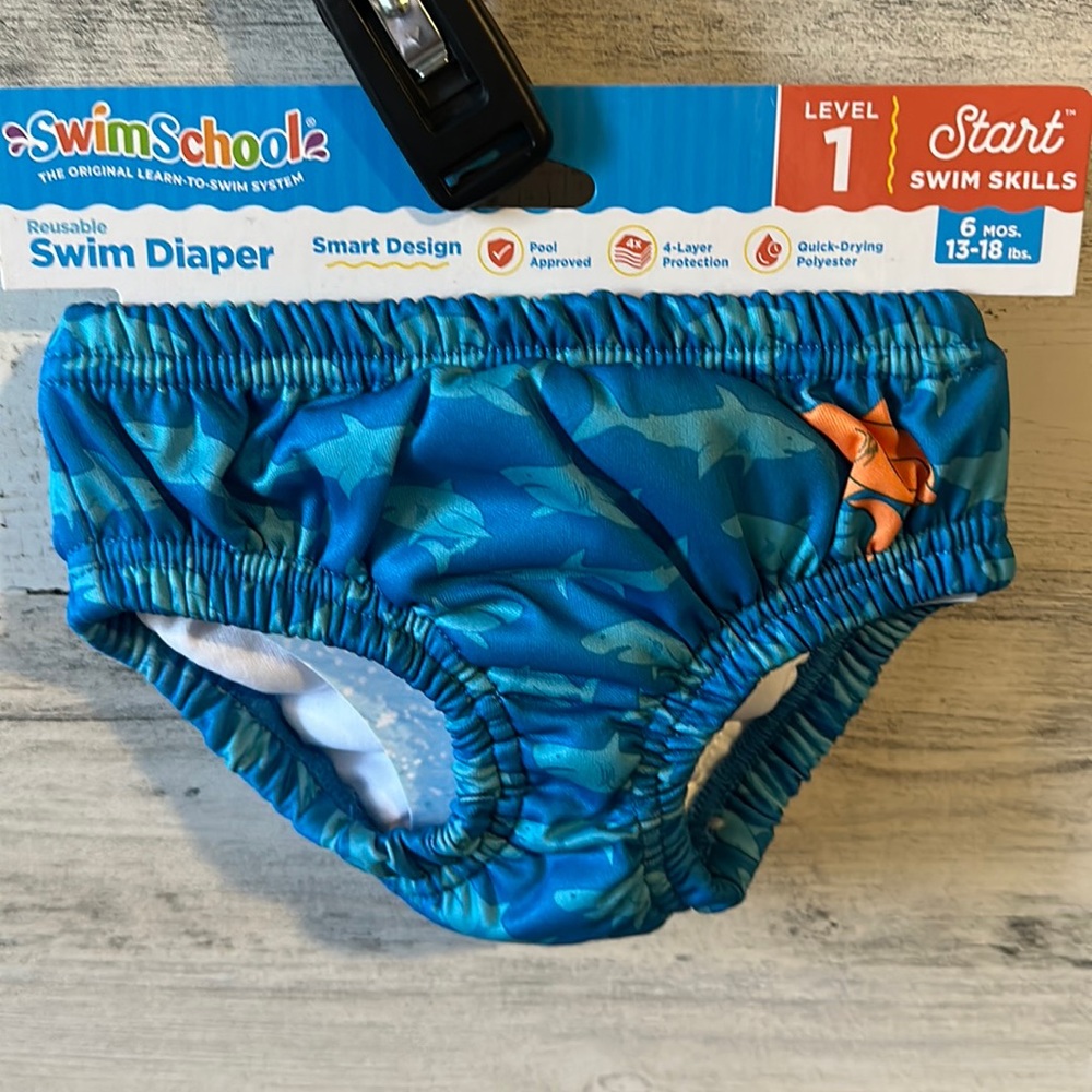 Reusable Swim Diaper Blue Size 6 Months NEW
